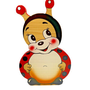 Vintage Bartolucci Wooden Ladybug Pen Pencil Cup Holder Desk Made in Italy Cute